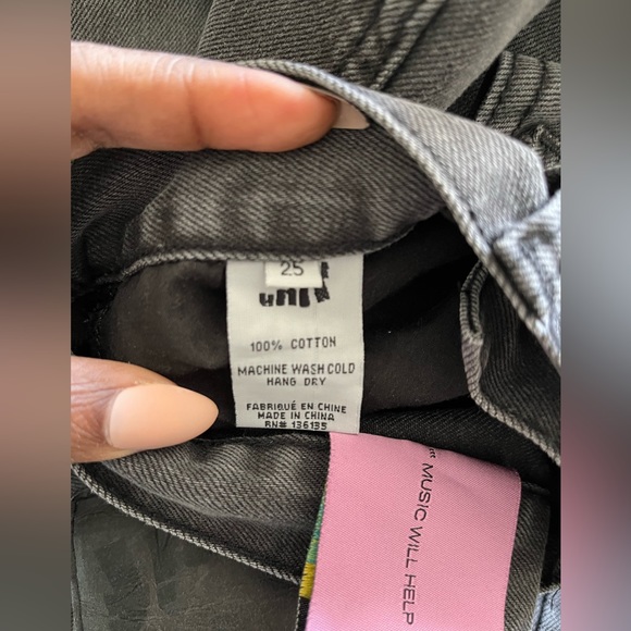 Unif Gray Straight Leg Denim Jeans 100% Cotton Size 25 - Picture 11 of 11